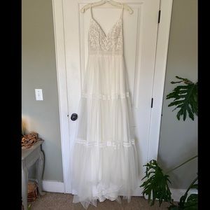 Corset Bodice Tiered Chiffon A-line Wedding Dress
